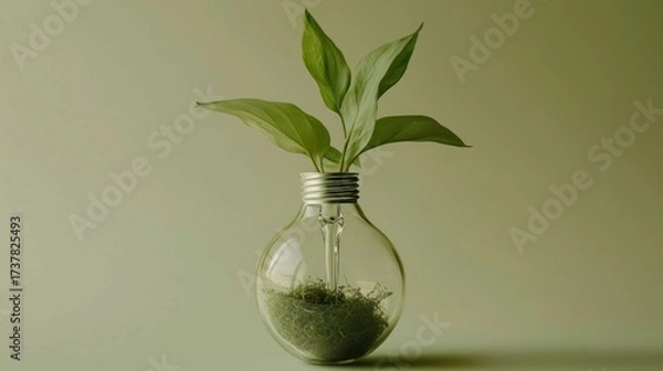 Obraz Plant in lightbulb vase