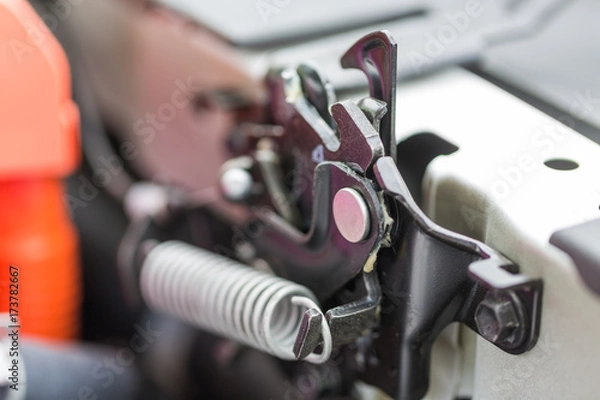 Obraz Hood latch of - engine of a hybrid car powered both by electric battery and gas