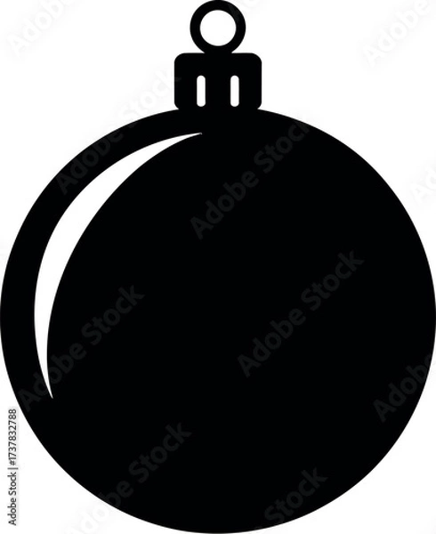 Fototapeta A black christmas ornament with a white curved line on the left side of it