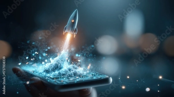Obraz Rocket launch smartphone