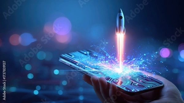 Obraz Rocket launch smartphone