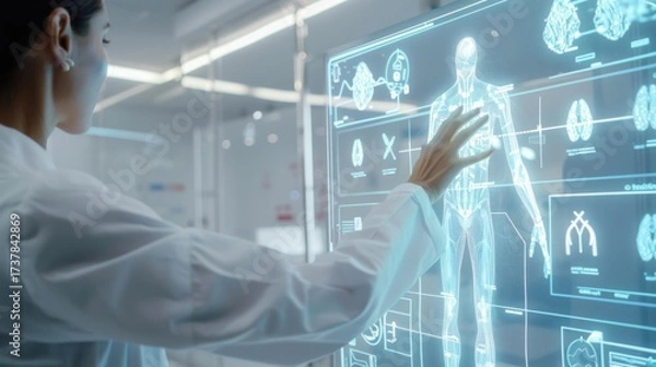 Obraz Scientist using digital anatomy display