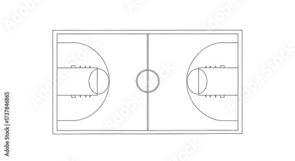 Fototapeta Basketball court outline ready for action, a classic design perfect for sports projects, training, or design