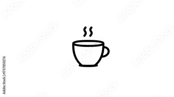 Fototapeta Minimalist Line Art Coffee Vector Icon, Flat Design with Teal and Orange on White, for UI and Branding