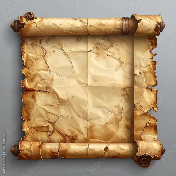 Fototapeta Aged scroll on gray background