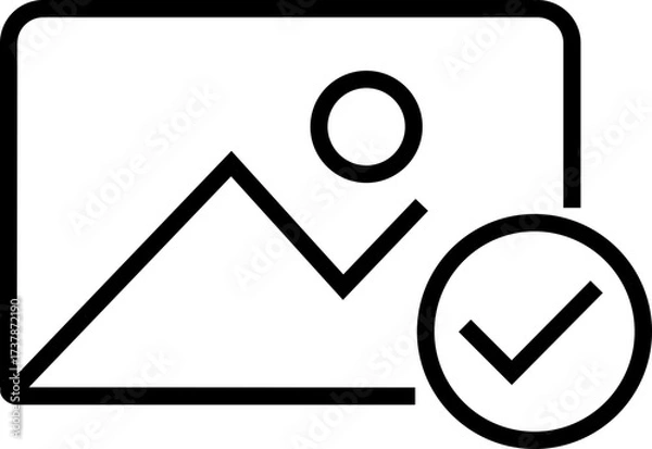 Fototapeta Gallery edit icon in black line style. Photo image approve vector illustration. Picture editing symbol graphic design for media interface and mobile app isolated on transparent background.