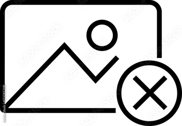 Fototapeta Gallery edit icon in black line style. Photo image reject vector illustration. Picture editing symbol graphic design for media interface and mobile app isolated on transparent background.
