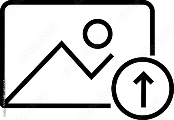 Fototapeta Gallery edit icon in black line style. Photo image upload vector illustration. Picture editing symbol graphic design for media interface and mobile app isolated on transparent background.