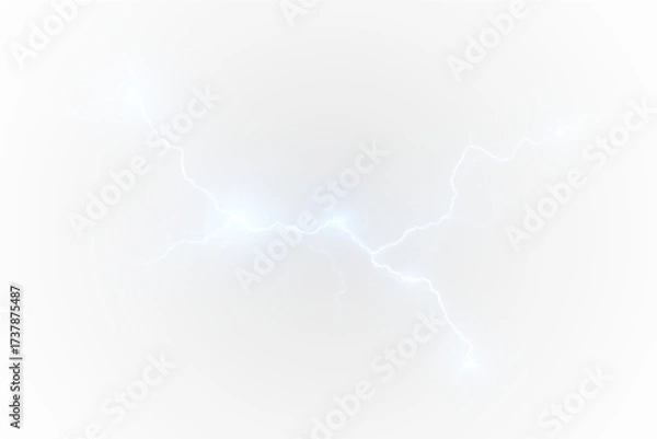 Fototapeta White electricity energy sphere: bright lightning bolt, plasma spark at center — sci-fi digital element. PNG overlay, transparent, for vivid strike, flash, burst effects in photos.