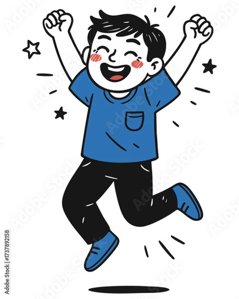 Fototapeta Laughing Boy Vector Illustration – Happy Child Smiling with Joy and Emotion