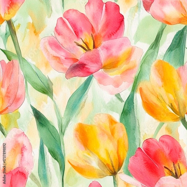 Fototapeta seamless pattern with tulips