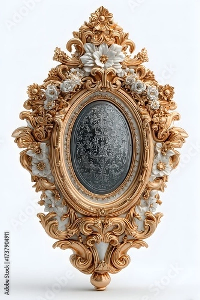 Fototapeta 3D decorative mirror isolated on white background