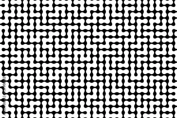 Fototapeta White black labyrinth, puzzle pattern background, seamless geometric pattern with metaball. Abstract geometric texture wallpaper