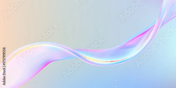 Fototapeta Abstract fluid holographic wave. Iridescent flow with dynamic gradient. Spectrum ribbon in motion.