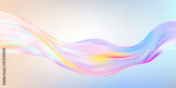 Fototapeta Abstract holographic ribbon. Flowing iridescent wave.
