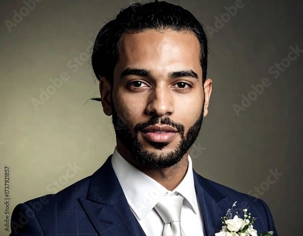 Fototapeta Man in suit, serious expression