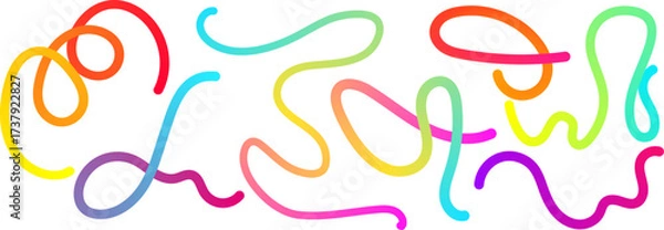 Fototapeta Abstract gradient waves and dynamic stripes. Collection of colorful flowing line sets.