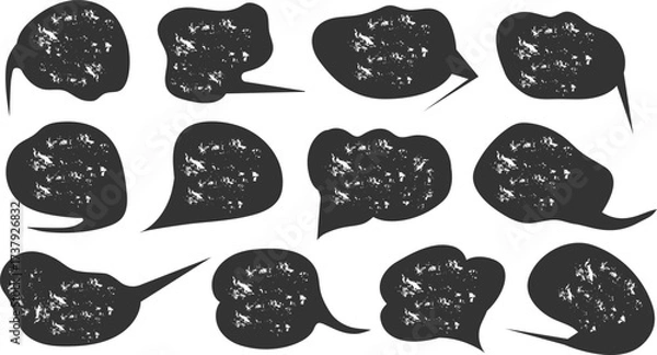 Fototapeta Black liquid abstract speech bubbles. Hand drawn organic frames. Empty text shapes.