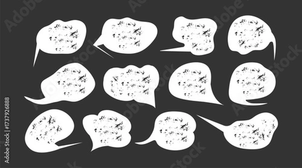 Fototapeta White liquid abstract speech bubbles. Hand drawn organic frames. Empty text shapes.