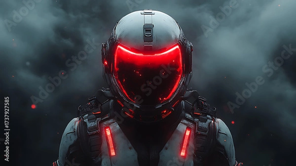 Fototapeta Concept suit for post-apocalyptic survival floating calmly with balanced symmetry under studio light 