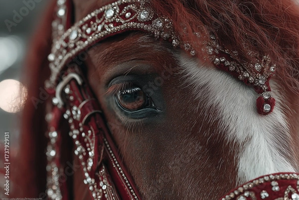 Obraz Image of a red fire horse. A fire horse on a black background.