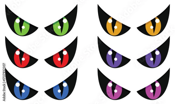Fototapeta Different colors eye icon set halloween isolated on white background.