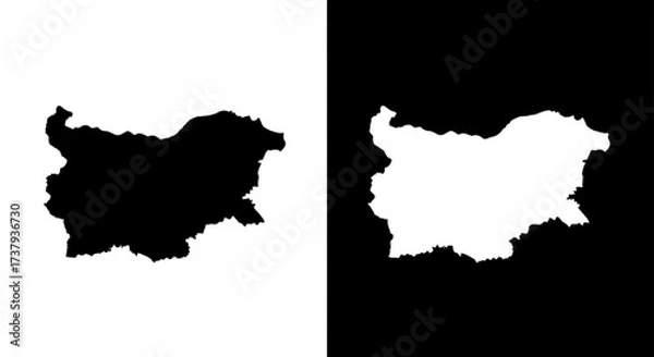 Fototapeta Minimalist Bulgaria map icons in black and white contrasting style