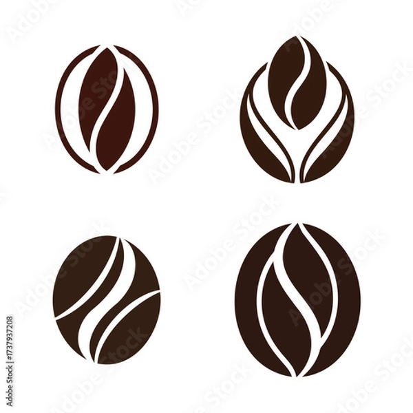 Fototapeta Abstract coffee bean logos in circular designs