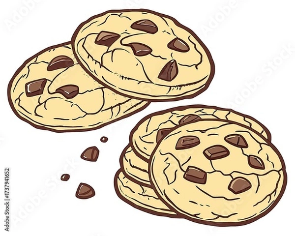 Fototapeta Vector cookies with chocolate