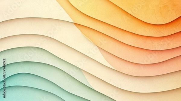 Obraz Abstract Waves Layered Texture with Soft Color Gradient for Background Design and Creative Projects