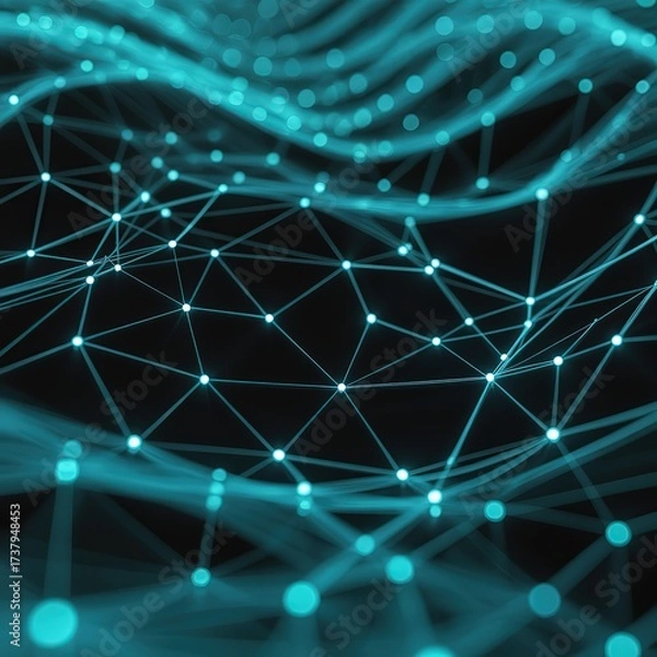 Obraz Abstract glowing neural network connections, futuristic technology visualization, PNG high-resolution