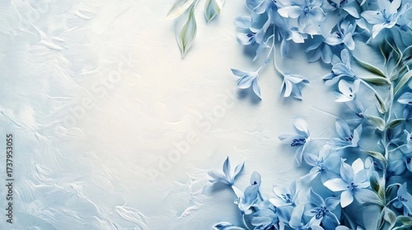 Fototapeta A minimalistic background blending soft bluebell and melon frost with wavy edge contrast 