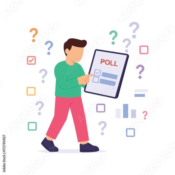 Fototapeta Running Polls, Collecting opinions through quick surveys