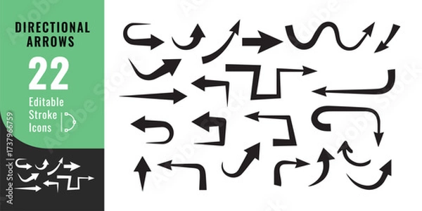 Obraz Directional Arrows Icon Set – Navigation, Pointer and Interface Vector Design
