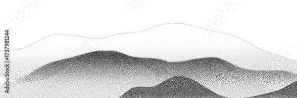 Fototapeta Halftone stipple mountain with brutalist retro noise. Vintage grunge vector illustration.