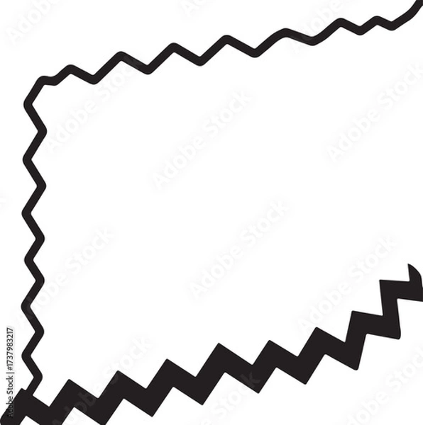 Fototapeta A crisp, high-resolution stock photograph features a classic black and white vector-style silhouette of a zigzag border frame against a clean white background.