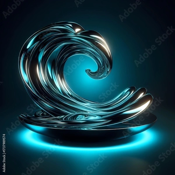 Fototapeta Chrome Wave Crest Pedestal