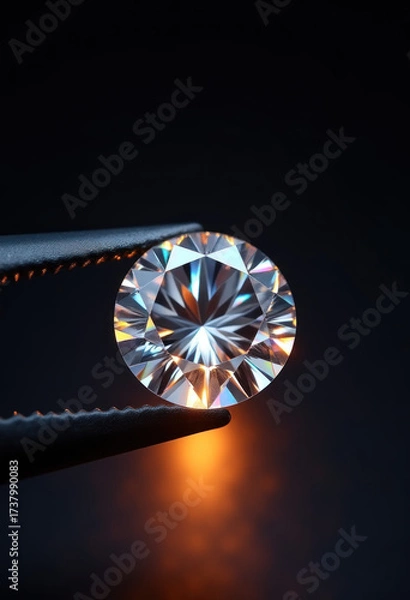 Fototapeta Sparkling Diamond Held by Tweezers