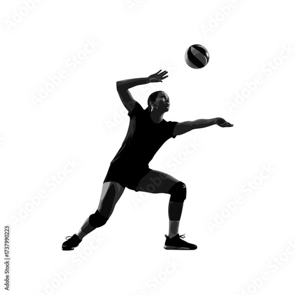 Fototapeta Volleyball Player in Silhouette Ready to Serve the Ball.