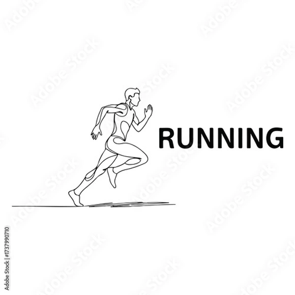 Fototapeta Running Silhouette - A Minimalist Line Art Illustration of a Runner.