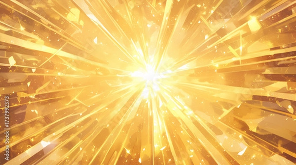Obraz 黄金の光が爆発する、パワフルで縁起の良いイラスト背景