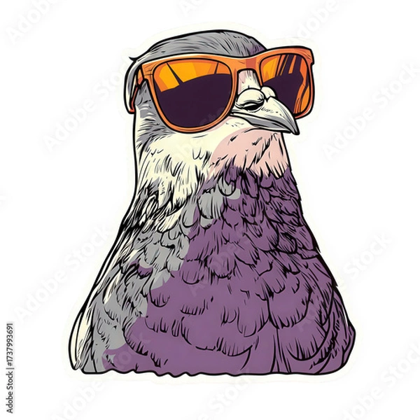 Fototapeta Cool pigeon wearing sunglasses isolated on transparent background, showcasing a trendy and humorous depiction of urban wildlife with a touch of modern style