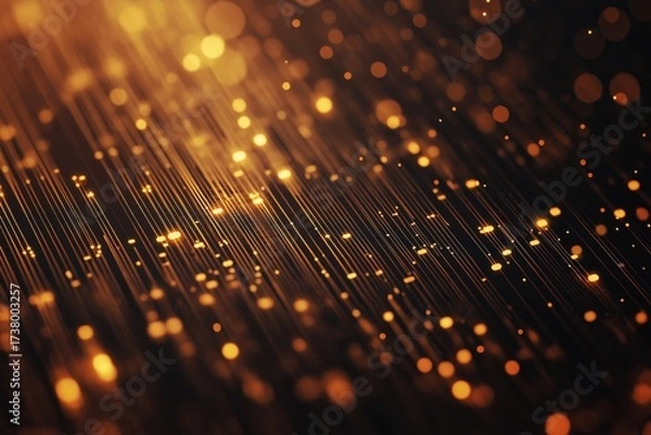 Fototapeta Golden bokeh background with vertical lines and sparkles, blurred light effect