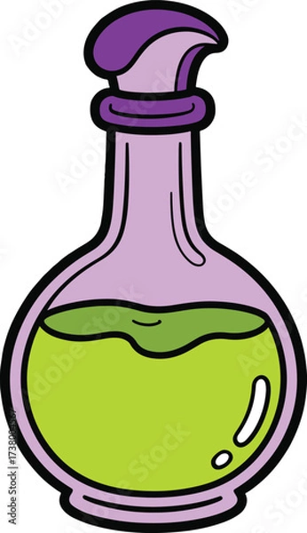 Obraz Bottle with Poison Halloween Icon. Potion Sign 