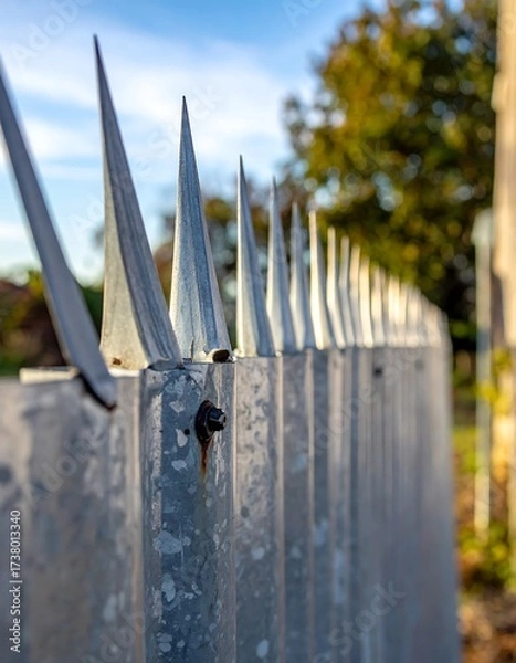 Fototapeta Razor-sharp fence line