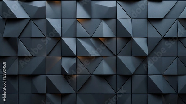 Fototapeta Tile wallpaper with black triangular blocks and semigloss finish