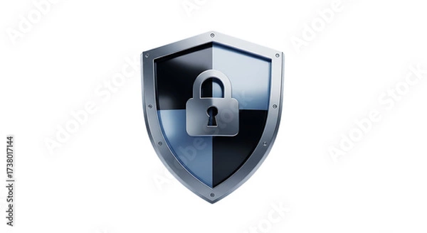 Fototapeta Shield with padlock isolated on transparent background