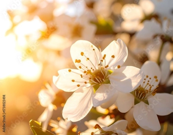 Obraz Close-up of blooming white flowers in sunlight