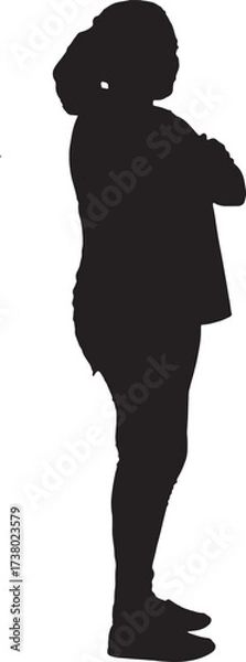 Fototapeta vector,silhouette of side view of a woman standing looking away and arms crossed