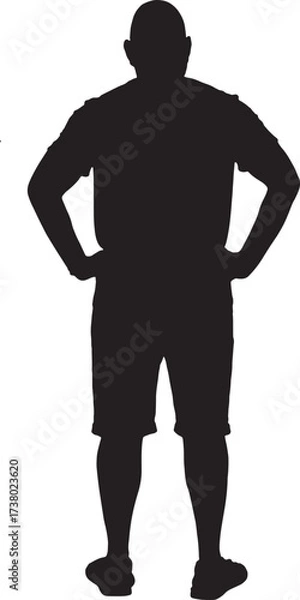 Fototapeta vector,silhouette of back view of a man standing summer and arms akimbo clothes